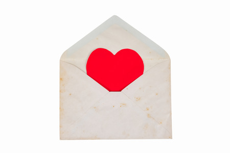 Old open letter envelope with heartの写真素材