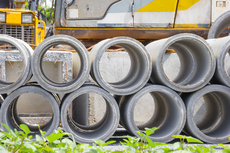 concrete drainage pipe in construction siteの写真素材