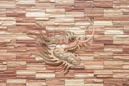 head dragon on the wallの写真素材