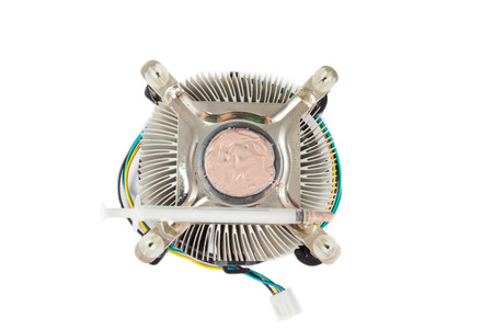 old heat-sink of cpu on white backgroundの写真素材