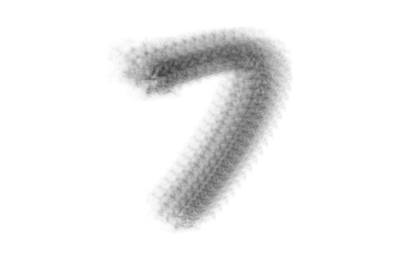 7 Number with black and white smoke isolated on white background