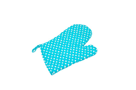 kitchen blue glove isolated on white backgroundの写真素材