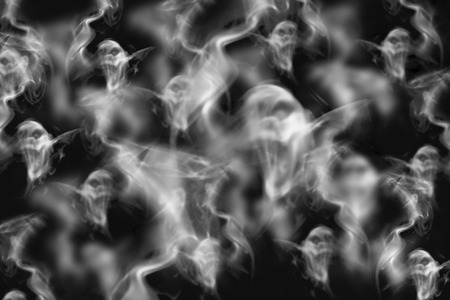 Smoke-shaped ghost,black backgroundの写真素材
