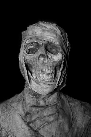 Closeup head of mummy on backgroundの写真素材