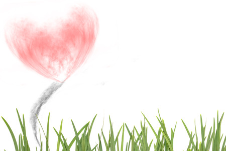 garlic leaf with smoke-shaped heart,abstract backgroundの写真素材