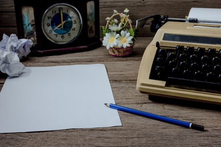 typewriter retro desktop with paper