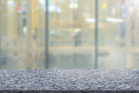 Marble table with restaurant blur backgroundの写真素材
