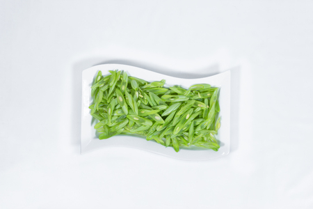 Green bean with dish on background.の写真素材