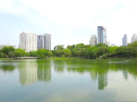 Building and pond in public park blur background of Illustration,Abstract Blurredの写真素材