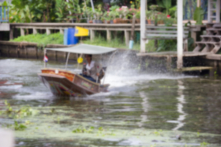 Canal in countryside wiht boat blur background of Illustration,Abstract Blurred の写真素材