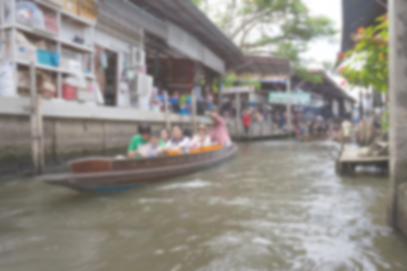 Damnoen Saduak Floating Market blur background of Illustration,Abstract Blurred Imageの写真素材