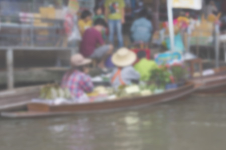 Damnoen Saduak Floating Market blur background of Illustration,Abstract Blurred Imageの写真素材
