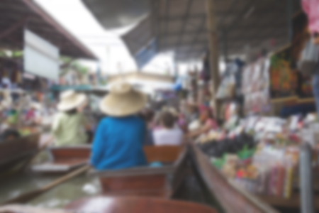 Damnoen Saduak Floating Market blur background of Illustration,Abstract Blurred Imageの写真素材