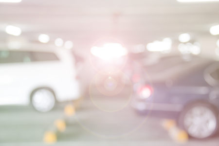 Car parking lot interior blur background with Lens Flare of Illustration,Abstract Blurredの写真素材
