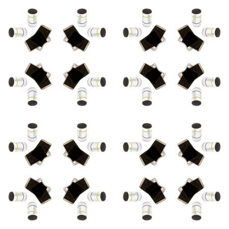 seamless cellphone and silver speaker isolated on white background,abstract patternの写真素材