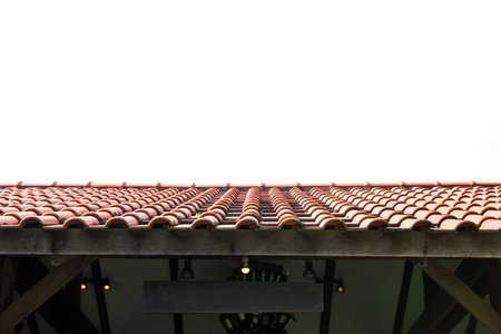 Brown roof tile with white background