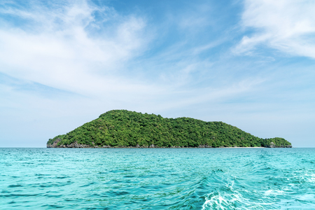 tropical island with ocean and blue skyの写真素材