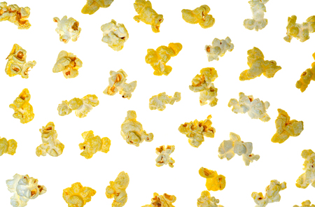 Cheese popcorn isolated on white background,top viewの写真素材