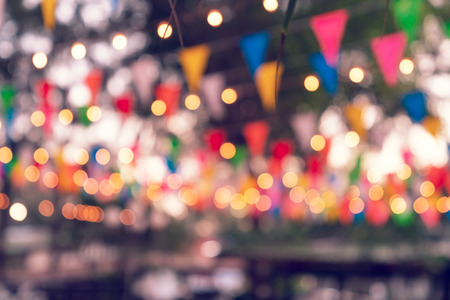 Party bokeh at night market festival,abstract blur image background