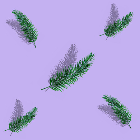 Green palm leaves pattern for nature concept,tropical leaf on purple backgroundの写真素材