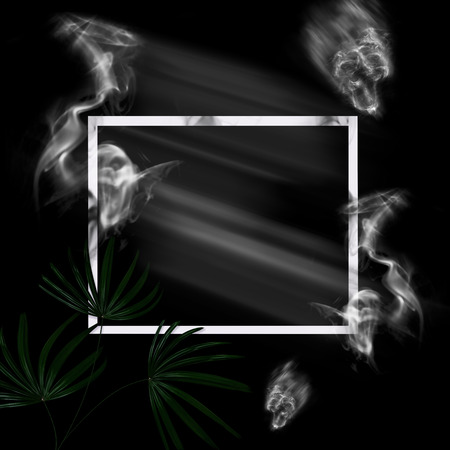 Smoke shaped ghost with white frame for Halloween dayの写真素材