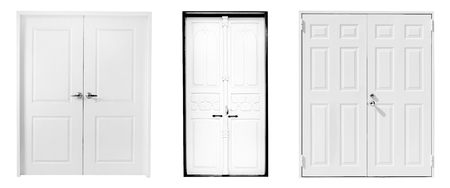 white wooden door isolated on white backgroundの写真素材