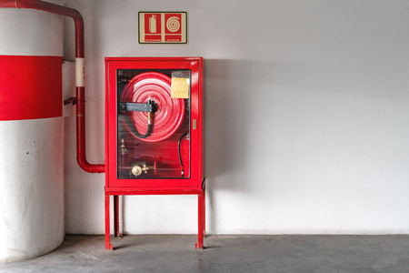 fire extinguish equipment with white wallの写真素材