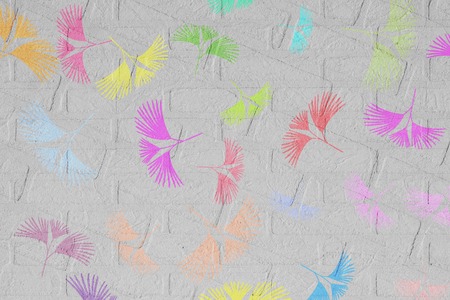 colorful leaves pattern on white wall texture,gradient color pastel autumn leaf,ideas graphic design...
