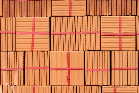 Stack of brown tiles at the constructing siteの写真素材