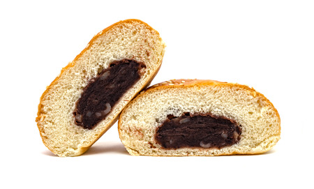 Red Bean Paste Bread isolated on white backgroundの写真素材