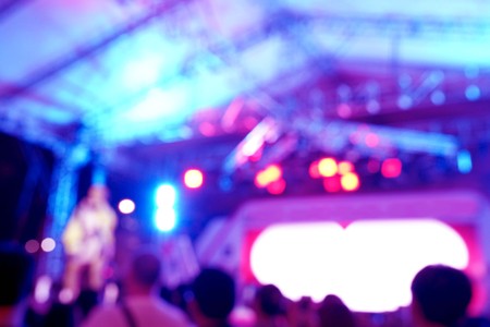 colorful light bokeh in concert blur backgroundの写真素材