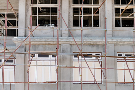 scaffolding at construction site of a building