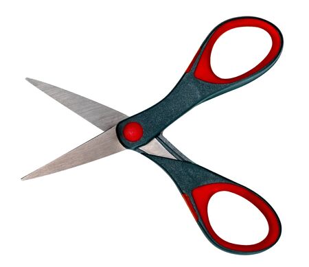 red gray scissors isolated on white background