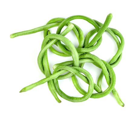 Long bean or cowpea isolated on white backgroundの写真素材