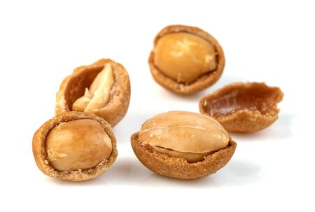 peanuts coconut cream coated isolated on white background