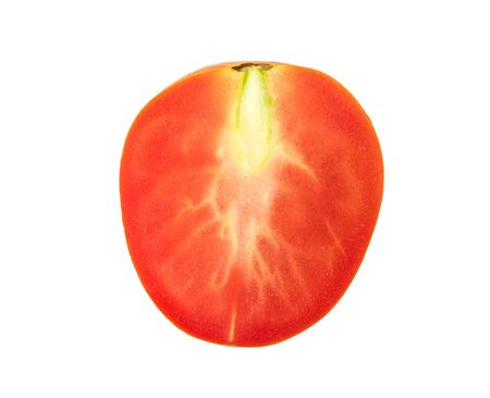 sliced tomato isolated on white backgroundの写真素材