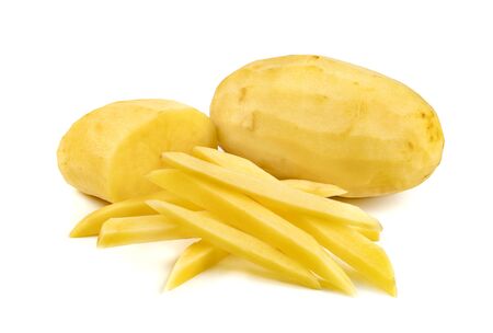 stick potatoes isolated on white background の写真素材