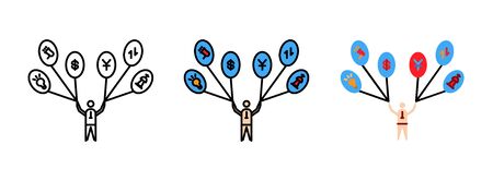 People holding balloons icon set isolated on white background for web design ,Business Strategy...