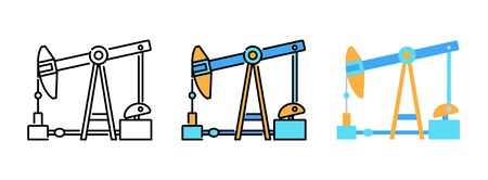 oil rig icon set isolated on white background for web design