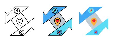 navigator icon set isolated on white background for web design or app, advertise, book, banner, etc.のイラスト素材