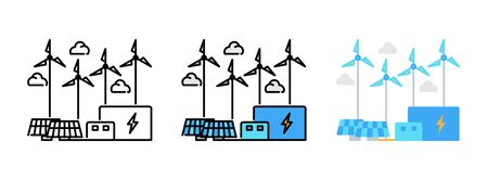 power plant icon set isolated on white background for web design