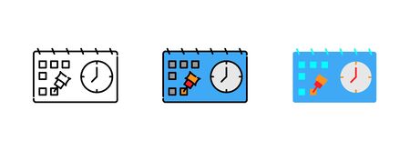 calendar and clock icon set isolated on white background for web design ,travel conceptのイラスト素材