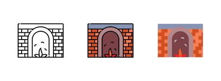 fireplace icon set  isolated on white background for web designのイラスト素材