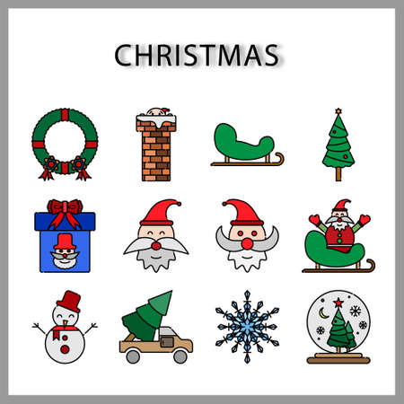 Christmas icon set  isolated on white background for web designのイラスト素材