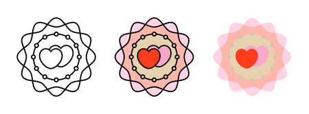 heart mandala icon set isolated on white background for web design,Valentine day conceptのイラスト素材