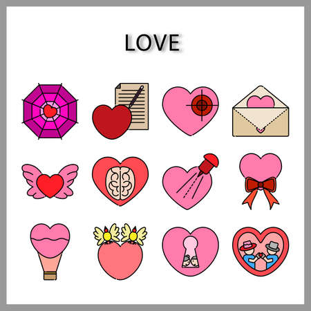 heart-shaped icon set isolated on white background for web design,Valentine day conceptのイラスト素材