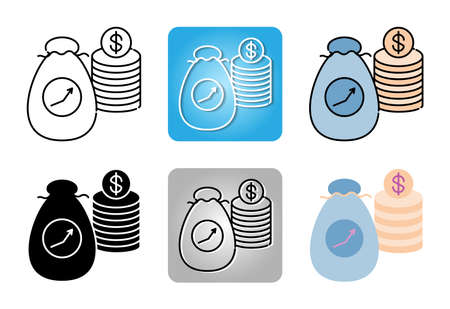 Dollar money bag icon set isolated on white background for web designのイラスト素材