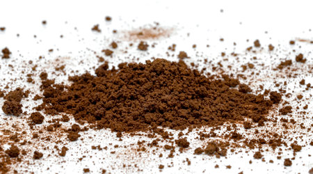 Instant coffee powder isolated on white backgroundの写真素材