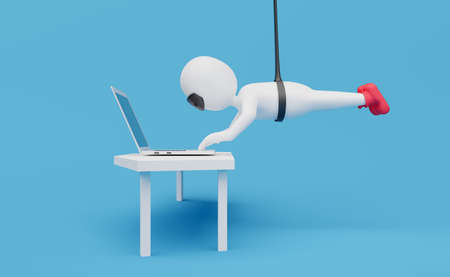 Stick man stealing confidential data Concept ,3d illustration or 3d renderingの写真素材