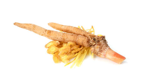 finger root or Chinese's Ginger isolated on the white background.の写真素材